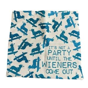 Dachshund blue and cream pillow cover 17”